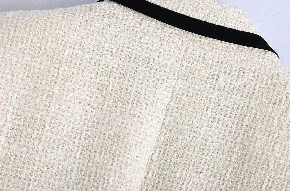 Chic Off-White Tweed Blazer Women - Vintage - Patchwork - Tweed Blazer - LeStyleParfait