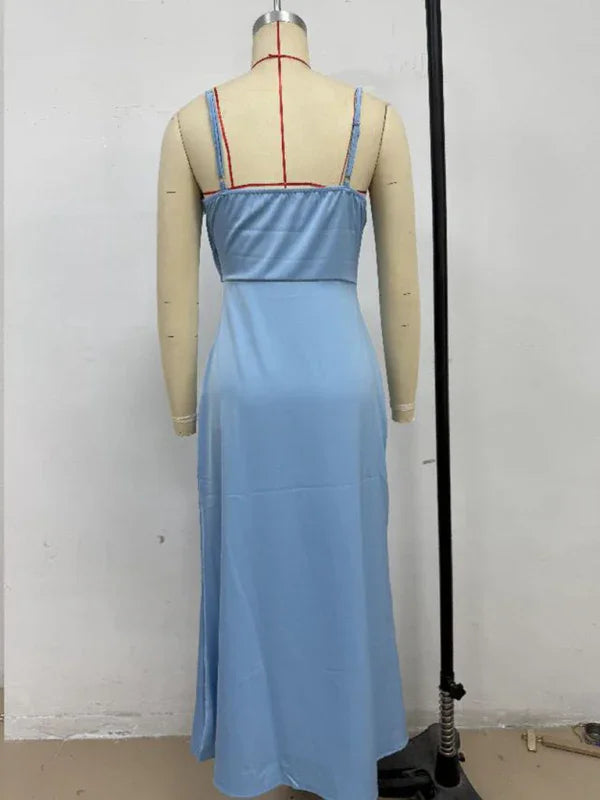 Chic Satin Cowl Neck Midi Dress