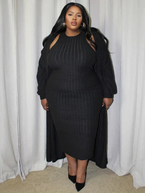 Chic Textured Knit Midi Dress