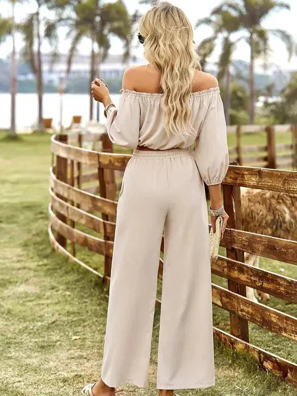 Chic Women Casual Satin Two-Piece Pant Set - Casual Pant Set - LeStyleParfait