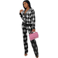 Chic Women Knit Two-Piece Geometric Pants Set - Geometric Pants Set - LeStyleParfait
