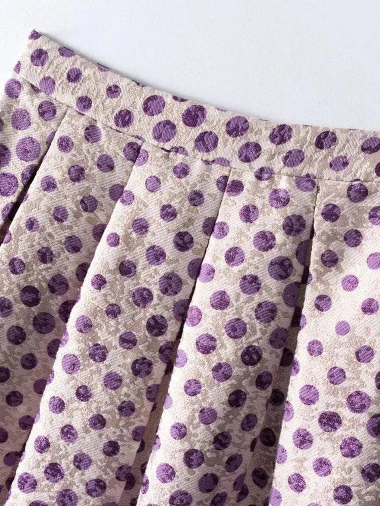 Chic Women Polka Dot Knit Two-Piece Skirt Set - Polka Dot Skirt Set - LeStyleParfait