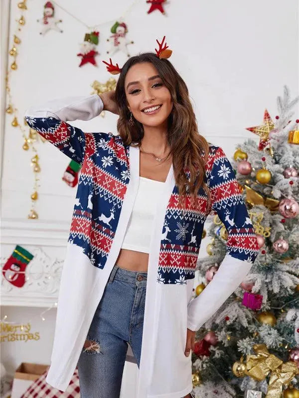 Christmas Print Casual Women Cardigan Sweater - Cardigan Sweater - LeStyleParfait