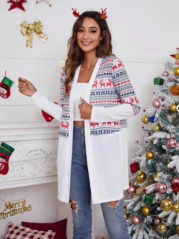 Christmas Print Casual Women Cardigan Sweater - Cardigan Sweater - LeStyleParfait