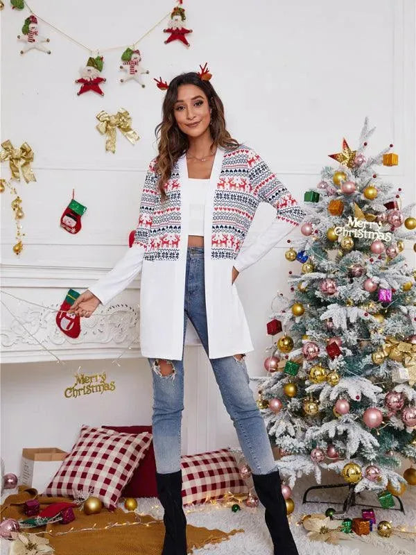 Christmas Print Casual Women Cardigan Sweater - Cardigan Sweater - LeStyleParfait
