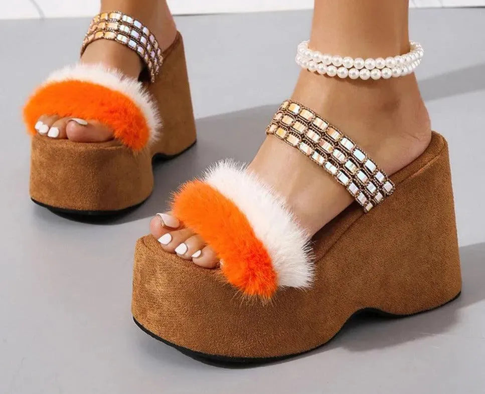 Chunky Printed Wedge Sandals - Wedge Shoes - LeStyleParfait