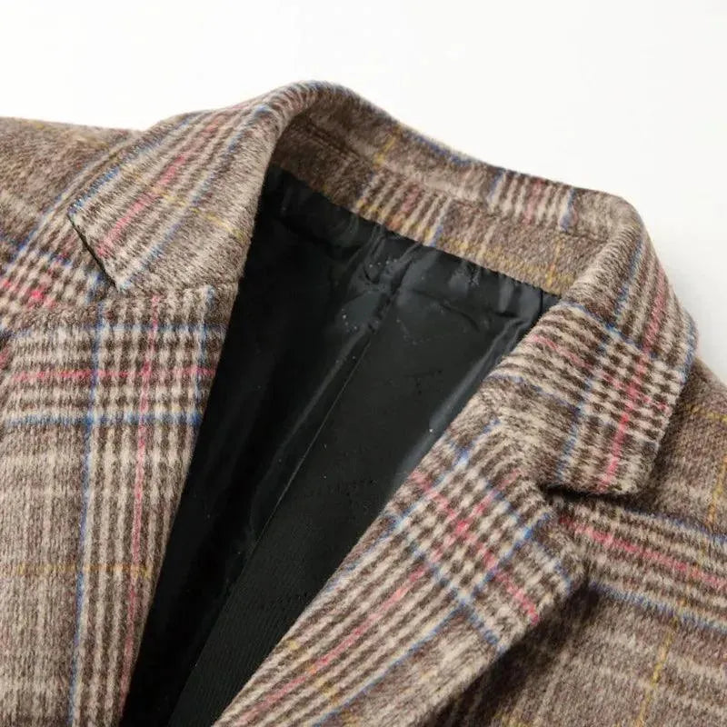Classic Plaid Men Overcoat - Plaid Overcoat - LeStyleParfait
