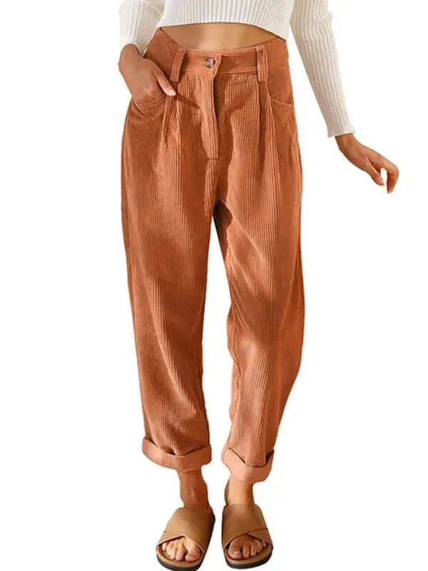 Corduroy Loose Straight Women Pants - Women Pants - LeStyleParfait