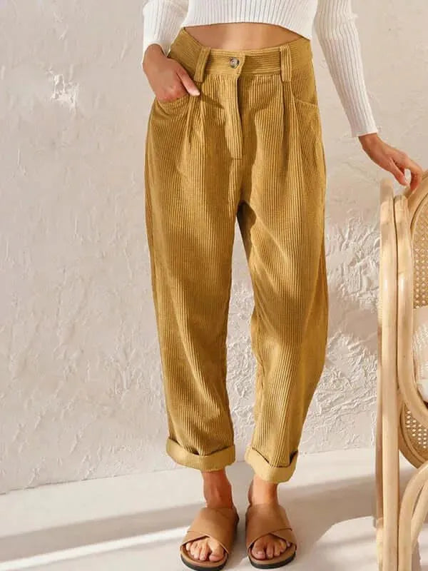 Corduroy Loose Straight Women Pants - Women Pants - LeStyleParfait