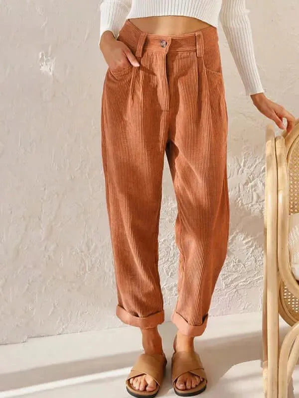 Corduroy Loose Straight Women Pants - Women Pants - LeStyleParfait