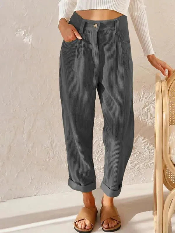 Corduroy Loose Straight Women Pants - Women Pants - LeStyleParfait