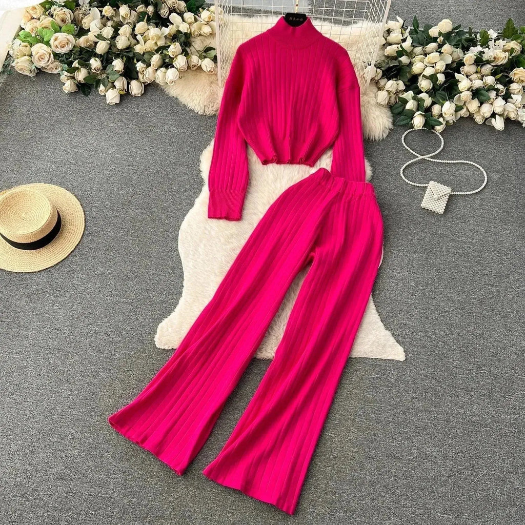 Cozy Women Casual Ribbed Two-Piece Sweater Set - Casual Sweater Set - LeStyleParfait