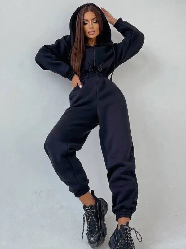 Cozy Women Casual Zip Two-Piece Set - Casual Jogger Set - LeStyleParfait
