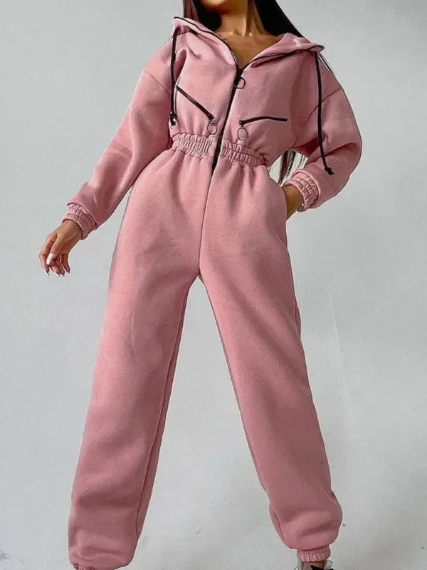 Cozy Women Casual Zip Two-Piece Set - Casual Jogger Set - LeStyleParfait