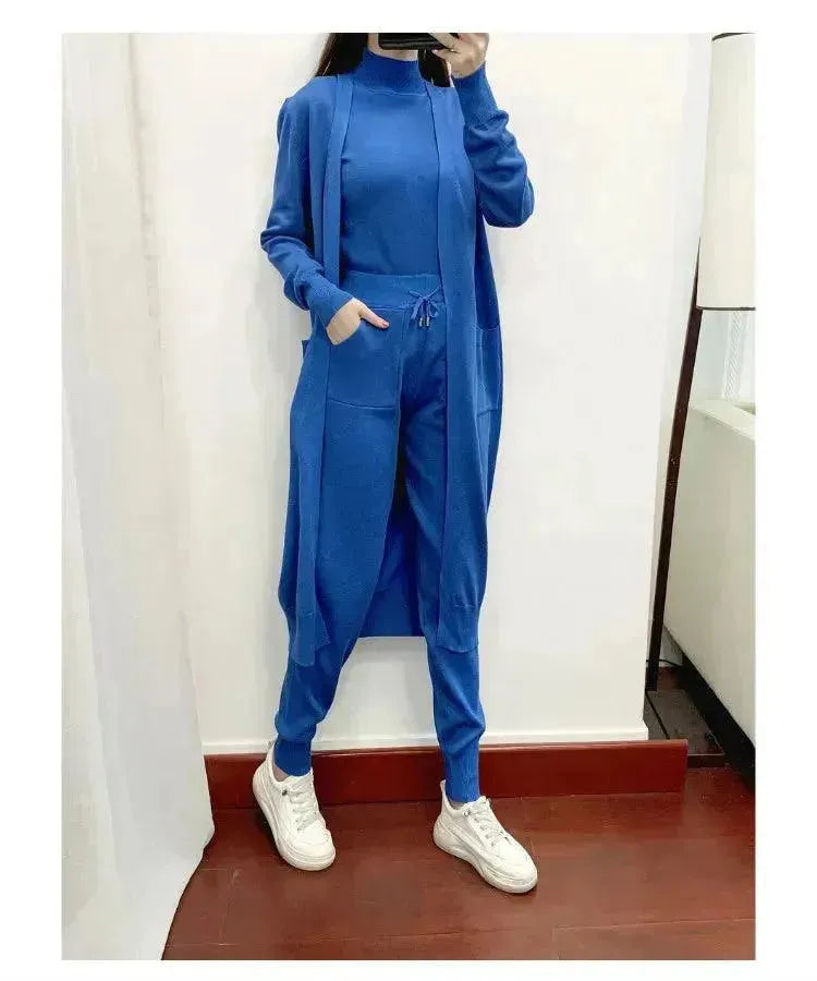 Cozy Women Knit Three-Piece Lounge Set - Casual Lounge Set - LeStyleParfait