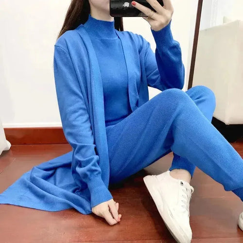 Cozy Women Knit Three-Piece Lounge Set - Casual Lounge Set - LeStyleParfait