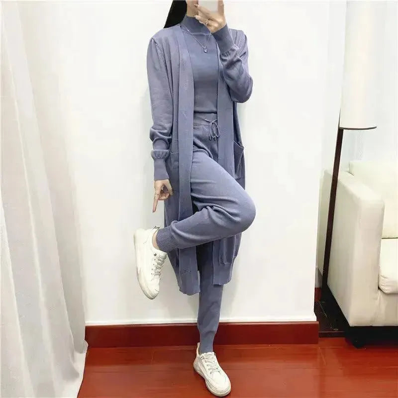 Cozy Women Knit Three-Piece Lounge Set - Casual Lounge Set - LeStyleParfait