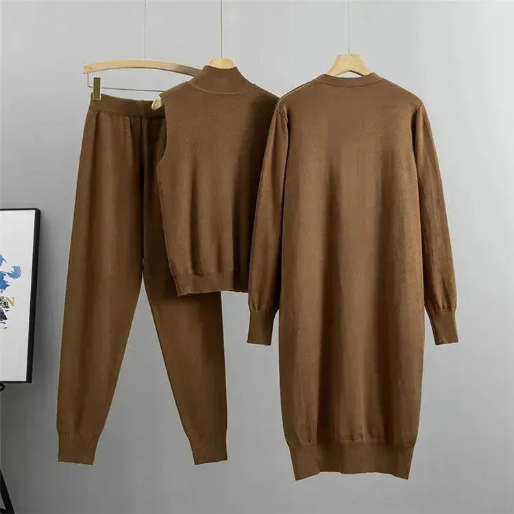 Cozy Women Knit Three-Piece Lounge Set - Casual Lounge Set - LeStyleParfait