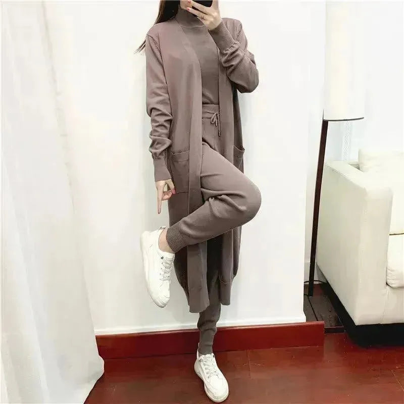 Cozy Women Knit Three-Piece Lounge Set - Casual Lounge Set - LeStyleParfait