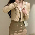 Cropped Tweed Jacket With Chest Pockets - Tweed Blazer - LeStyleParfait