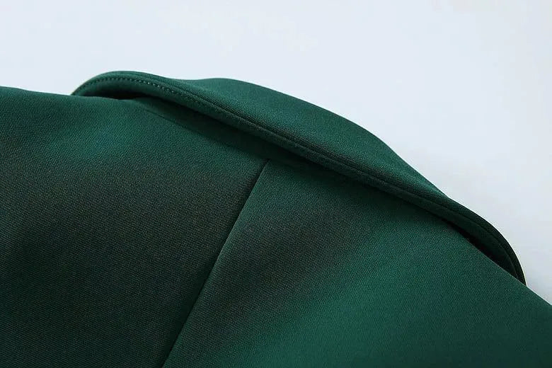 Dark Green Blazer Women - Casual - Plain-Solid - Double-Breasted Blazer - LeStyleParfait