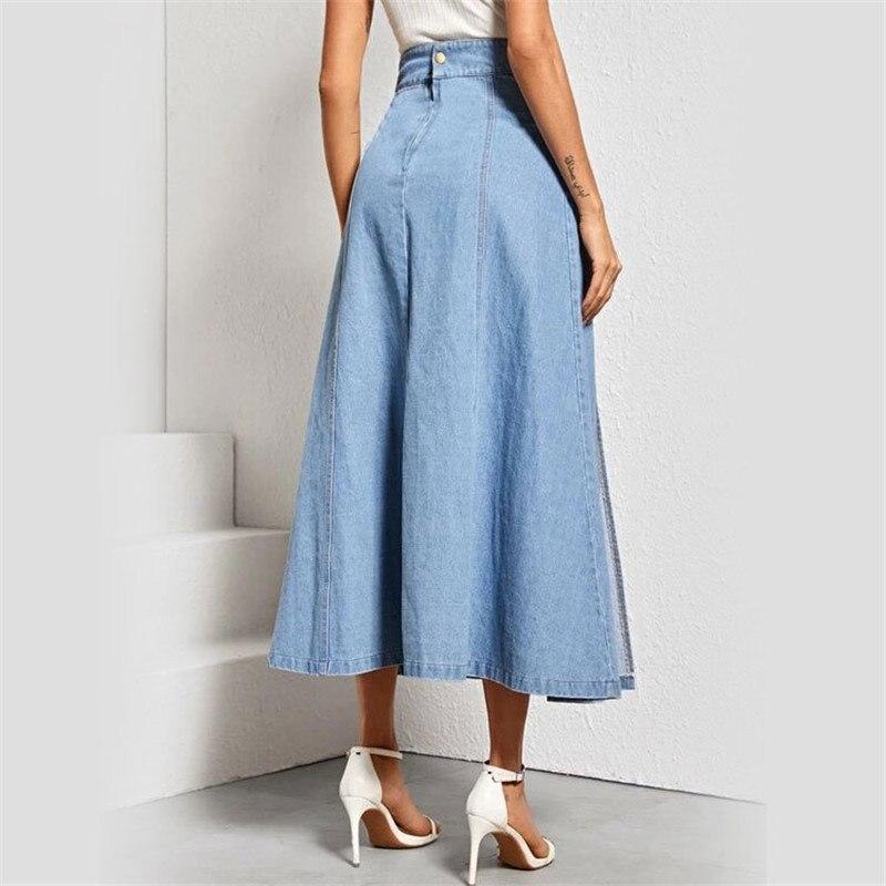 Denim Skirt A-Line With Side Slit - Skirt - LeStyleParfait