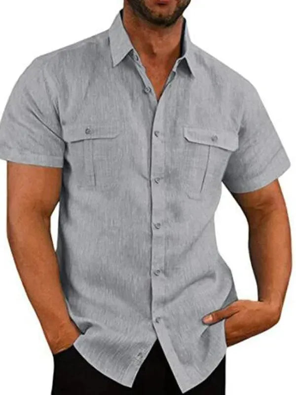 Double-Pocket Summer Shirt for Men - Short Sleeve Shirt - LeStyleParfait