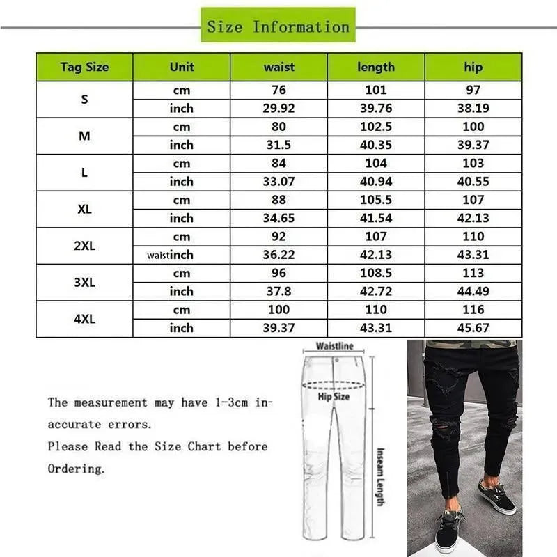 Pencil Ripped Jeans Pants For Men - Men's Jeans - LeStyleParfait