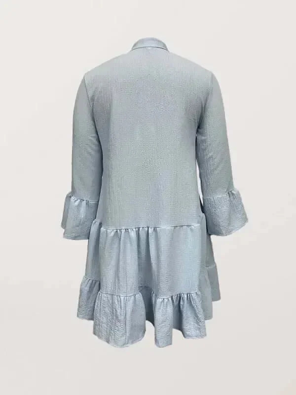 A-line,a-line dress,button-down,button-down dress,buttons,casual,casual dress,cotton,cotton dress,ladies Wrinkle resistant,long sleeve,long sleeve dress,loose,loose dress,mini,mini hem dress,Quick drying mini dress,solid,solid dress,straight,summer,summer dress,tiered,tiered dress,V-neck,v-neck dress-LeStyleParfait