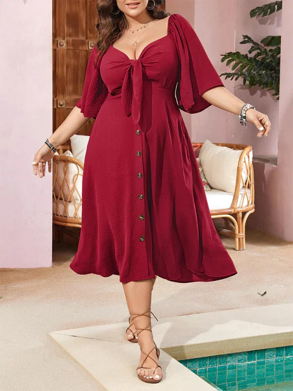 Elegant Bow Detail Midi Dress