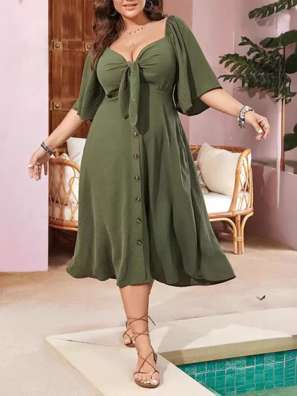 Elegant Bow Detail Midi Dress