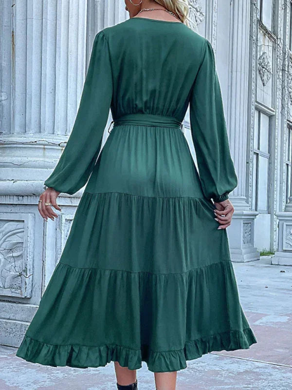 Elegant Chiffon Button Midi Dress