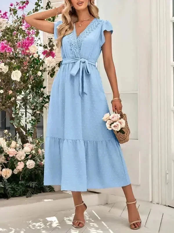 Elegant Cotton Wrap Maxi Dress