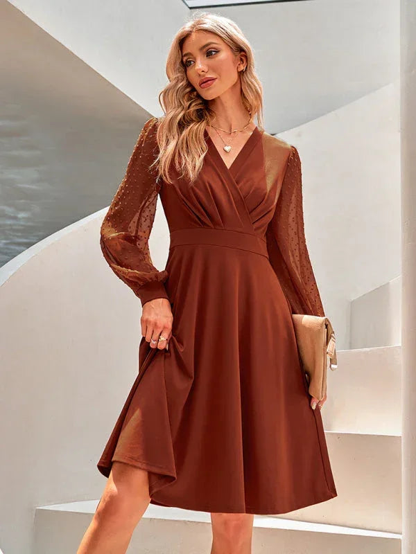Elegant Lace Mesh Midi Dress
