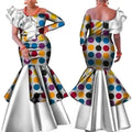Elegant Polka Dot Asymmetric Evening Gown