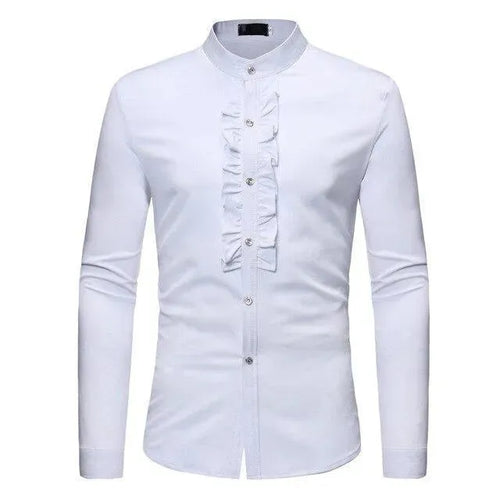 Elegant Ruffle Dress Shirt For Men-Men Shirts-LeStyleParfait