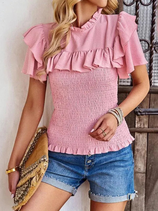 Elegant Ruffled Summer Top - Women Tops - LeStyleParfait