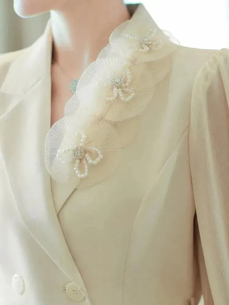 Elegant Tailored Silk Two-Piece Skirt Set - Casual Skirt Set - LeStyleParfait