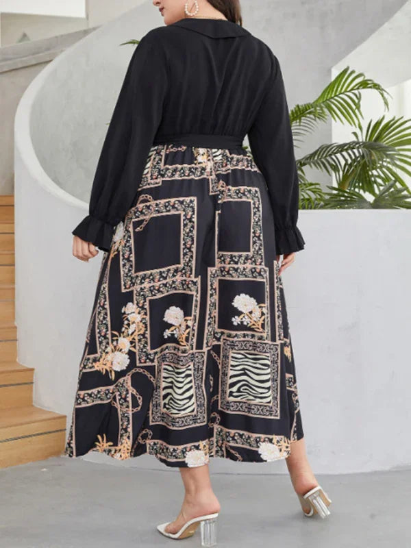Elegant V-Neck Wrap Midi Dress