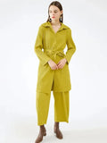 Elegant Women Casual Lapel Two-Piece Pant Set - Casual Pant Set - LeStyleParfait