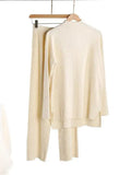 Elegant Women Casual Ribbed Two-Piece Set - Casual Pants Set - LeStyleParfait