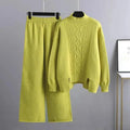 Elegant Women Casual Wool Three-Piece Outfit Set - Casual Outfit Set - LeStyleParfait
