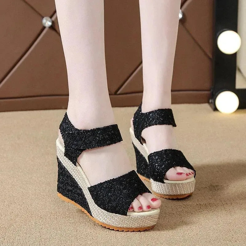 Embroidered Wedge Sandals - Wedge Shoes - LeStyleParfait