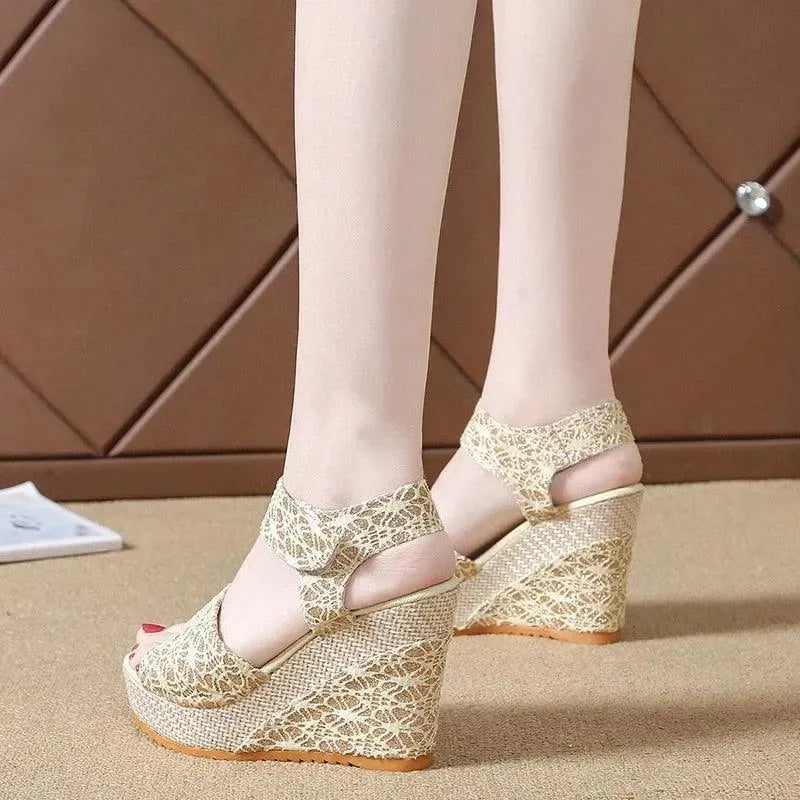 Embroidered Wedge Sandals - Wedge Shoes - LeStyleParfait