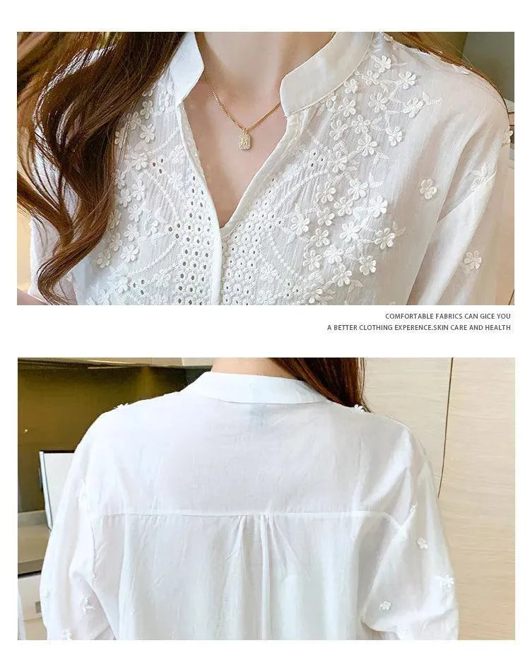 Embroidered White Blouse - Blouse - LeStyleParfait