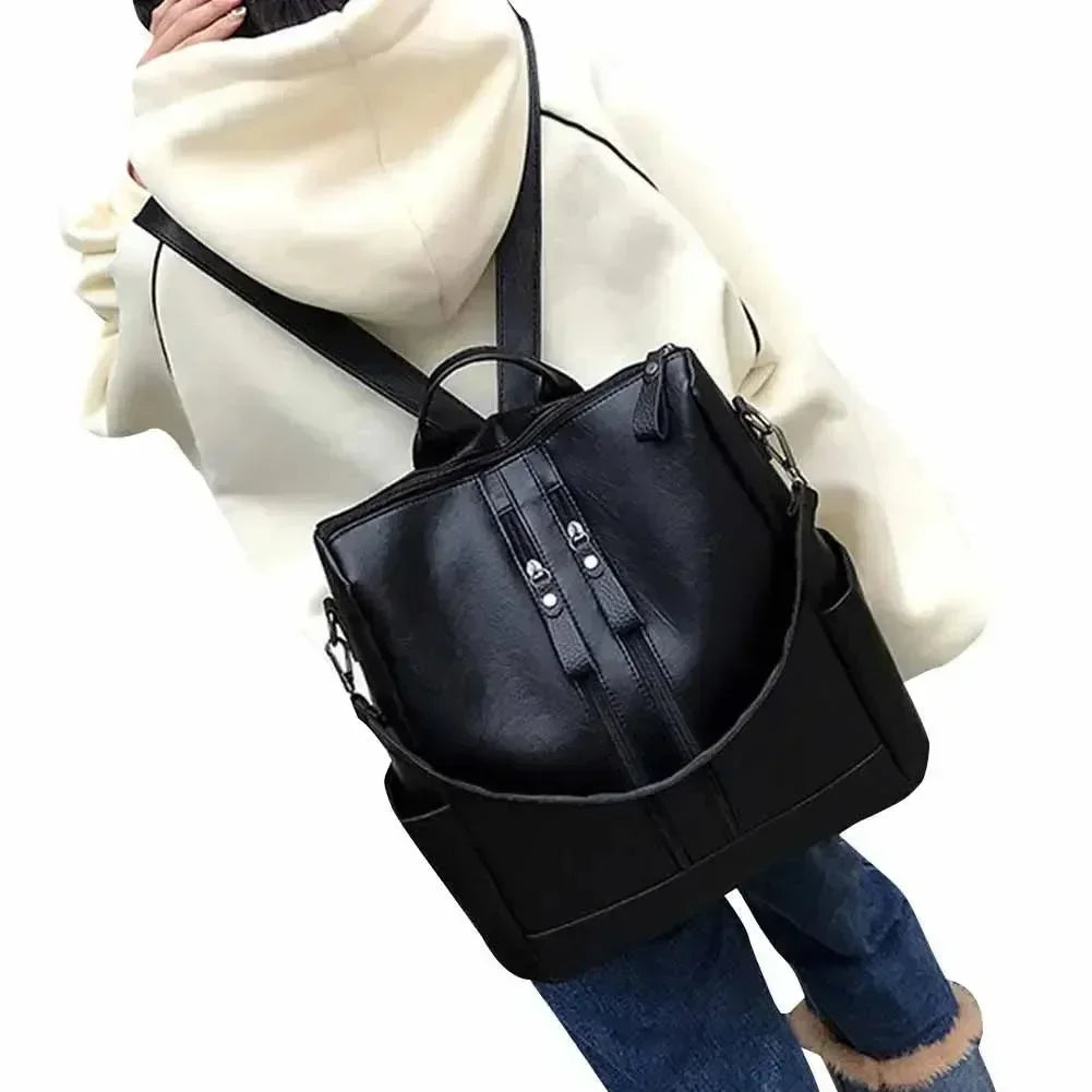 Fashion Black Leather Women's Backpack - Backpack - LeStyleParfait