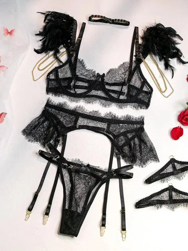 Feather Stitching Women Sexy Lingerie Set - Lingerie Set - LeStyleParfait