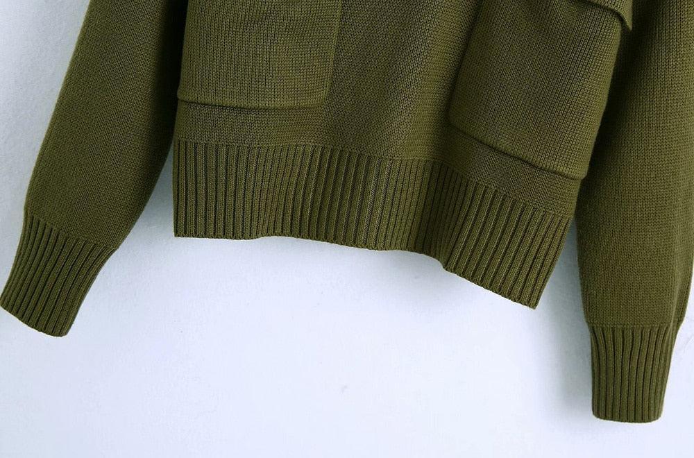 Flap Pockets Turtleneck Sweaters For Women - Pullover Sweater - LeStyleParfait