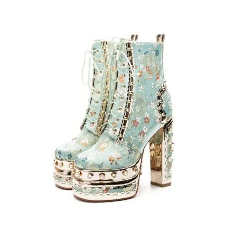 LeStyleParfait Shoes Women's Ankle Boots Silk Satin Boots-Boots
