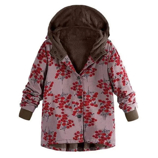Floral Loose Plus Size Winter Coat - Coat - LeStyleParfait